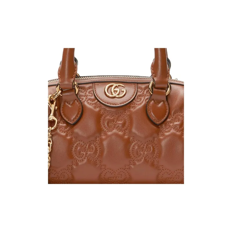 GUCCI GG Matelassé Leather Controller Boston Bag Shoulder Bags Handbags Mini Women's Light Brown-8