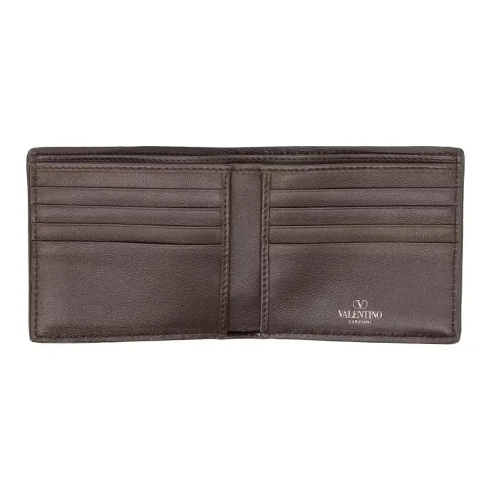 Valentino Cotton With Leather Detail Wallet Men's Beige-2
