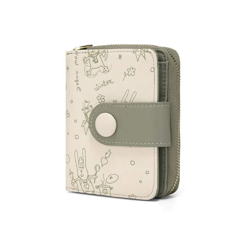 MEXICAN Cow Leather Wallet, Card Holder, Coin Purse Women's Brown/Light Green/Light Yellow-7