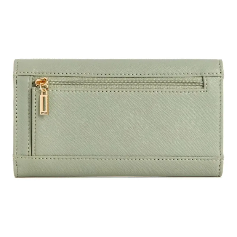 GUESS Saffiano Artificial Leather Clutch Wallet Unisex Light Green-1