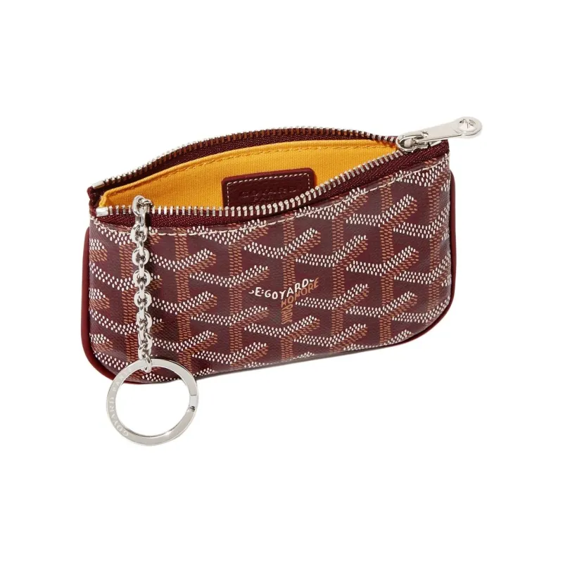 GOYARD Canvas With Calfskin Key Pouch Nano Unisex Burgundy-1
