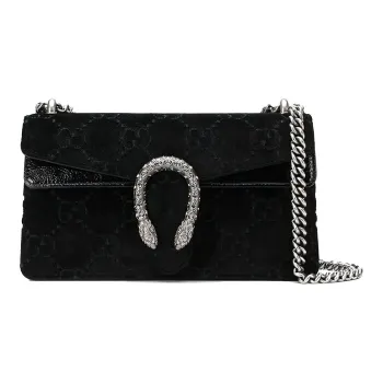 GUCCI Dionysus Velour Shoulder Bag Crossbody Bag Small Size Women's Black