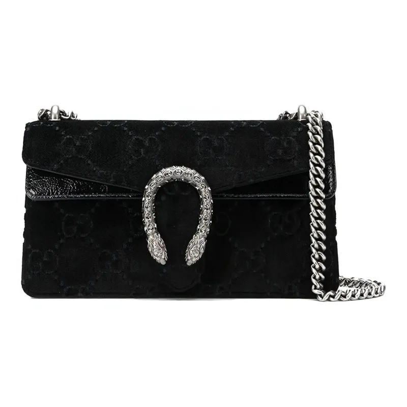 GUCCI Dionysus Velour Shoulder Bag Crossbody Bag Small Size Women's Black-0