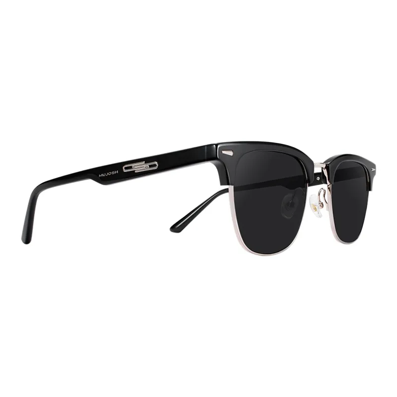 MUJOSH Astral Series Browline Half Rim Plate Sunglasses With UV400 UV Protection Unisex-6