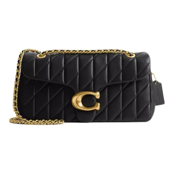 COACH Tabby Nappa Leather Crossbody Bag Shoulder Bag Large Size Women's Brass & Black