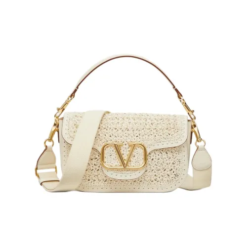 Valentino Woven Leather Portable Crossbody Bag Shoulder Bag Women's Ivory