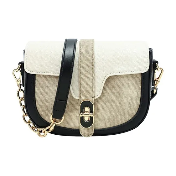 JANE KLAIN Synthetic Leather Saddle Bag Shoulder Bag Crossbody Bag Regular Women's Ink Black-0