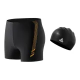 Two-Piece Set (Black Gold Swimming Shorts+Swimming Cap)