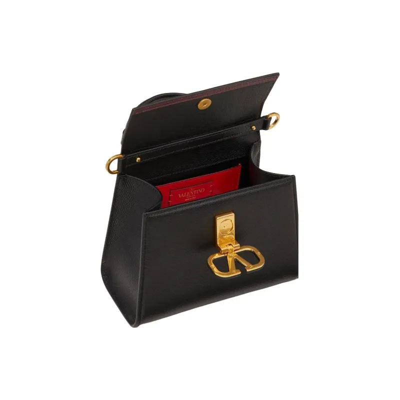 Valentino VSLING Grain Calfskin Shoulder Bag, Crossbody Bag, Handbag Mini Women's Black-3