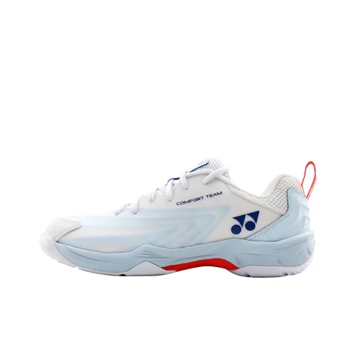 YONEX uncaged Cushion Cushioning Rebound Slip Resistant Lightweight Low Top Badminton Shoes Unisex White Light Blue