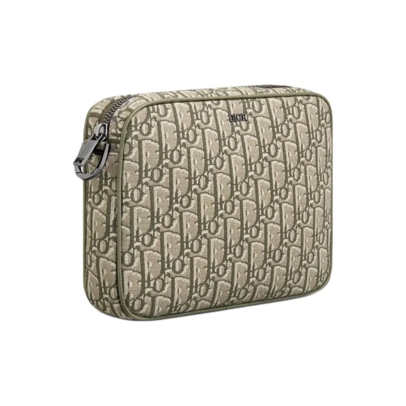 DIOR Oblique Printed Fabric Saddle Three-Piece Set Shoulder Bag Crossbody Bag Men's Khaki-2