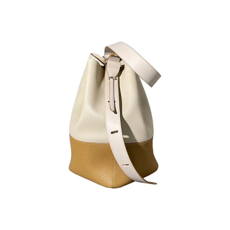 AJ AOIRJ Cow Leather Genuine Bucket Bag Crossbody Bag Hobo Bag Shoulder Bag Regular Women's Latte/Milk Green/Cookie-0