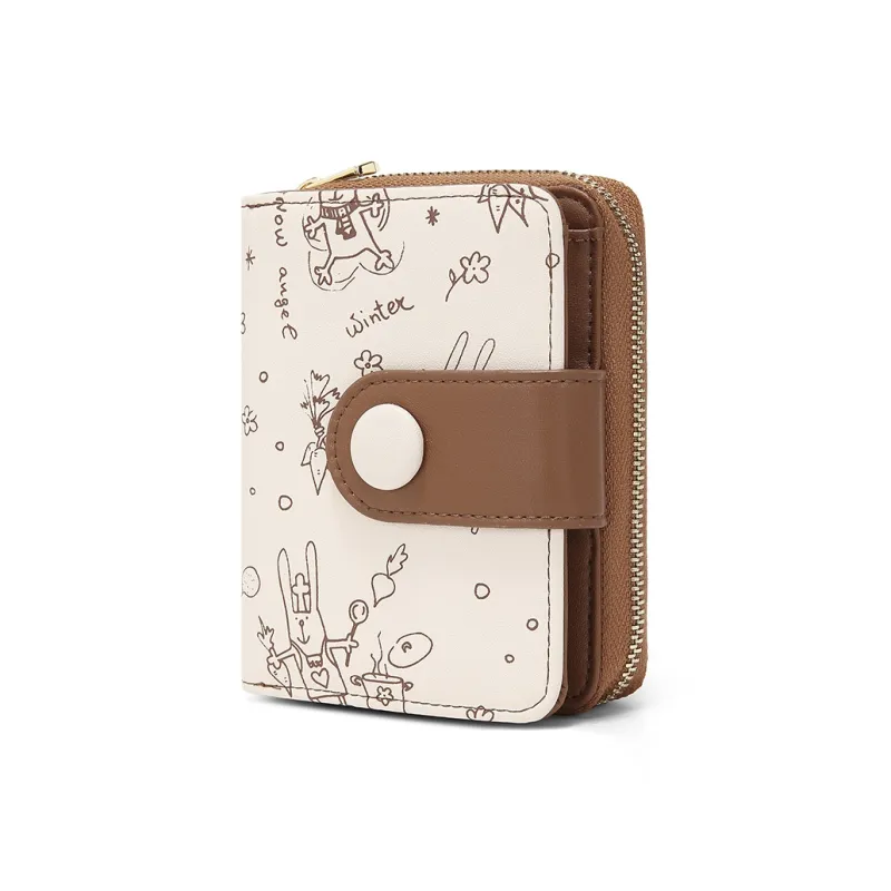 MEXICAN Cow Leather Wallet, Card Holder, Coin Purse Women's Brown/Light Green/Light Yellow-1