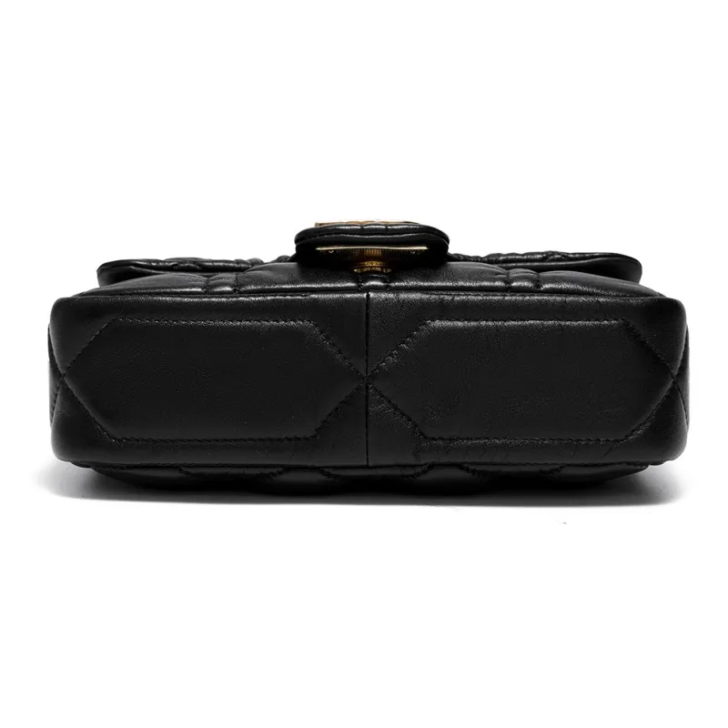 BOSSSUNWEN Cow Leather, Magnetic Closure Casual Commute Shoulder Bag, Crossbody Bag Small Size Women's Black/Ecru-9