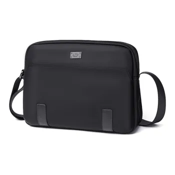 BISON DENIM Nylon Fabric Shoulder Bag Men's Black