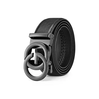FAIRWHALE Top Grain Cow Leather Belts Men's Black Width 3.5CM