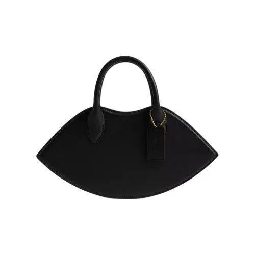 COACH Leather Shoulder Bag, Crossbody Bag, Handbag Large Size Women's Black