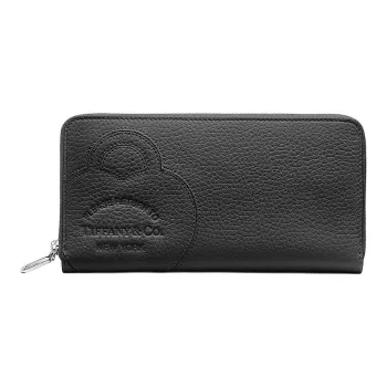 TIFFANY & CO. Return To Tiffany Collection Taurillon Leather Wallet Large Size Women's Black