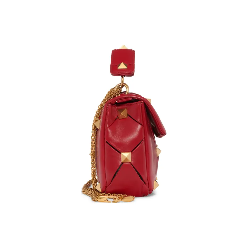 Valentino Calfskin Portable Crossbody Bag Shoulder Bag Large Size Women's Red-1
