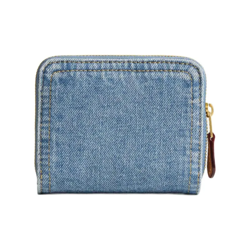 COACH Billfold Wallet Denim Wallet Mini Women's Brass & Indigo-1