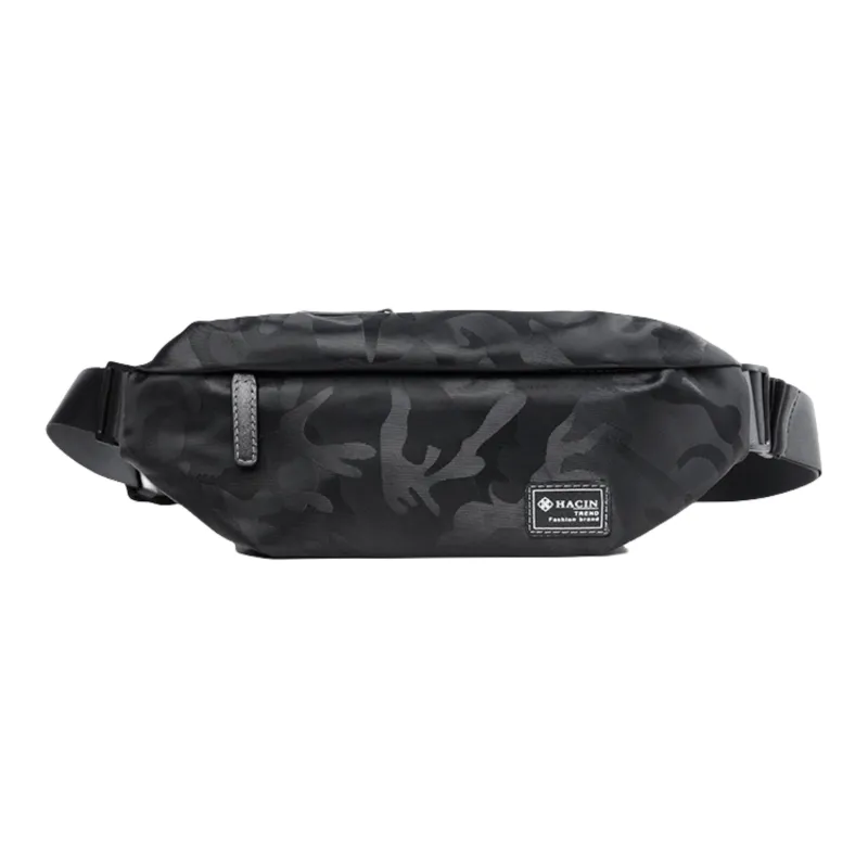 HACIN Oxford Fanny Pack Shoulder Bag Crossbody Bag Regular Men's Black/Stripes Black/Camouflage Black-6