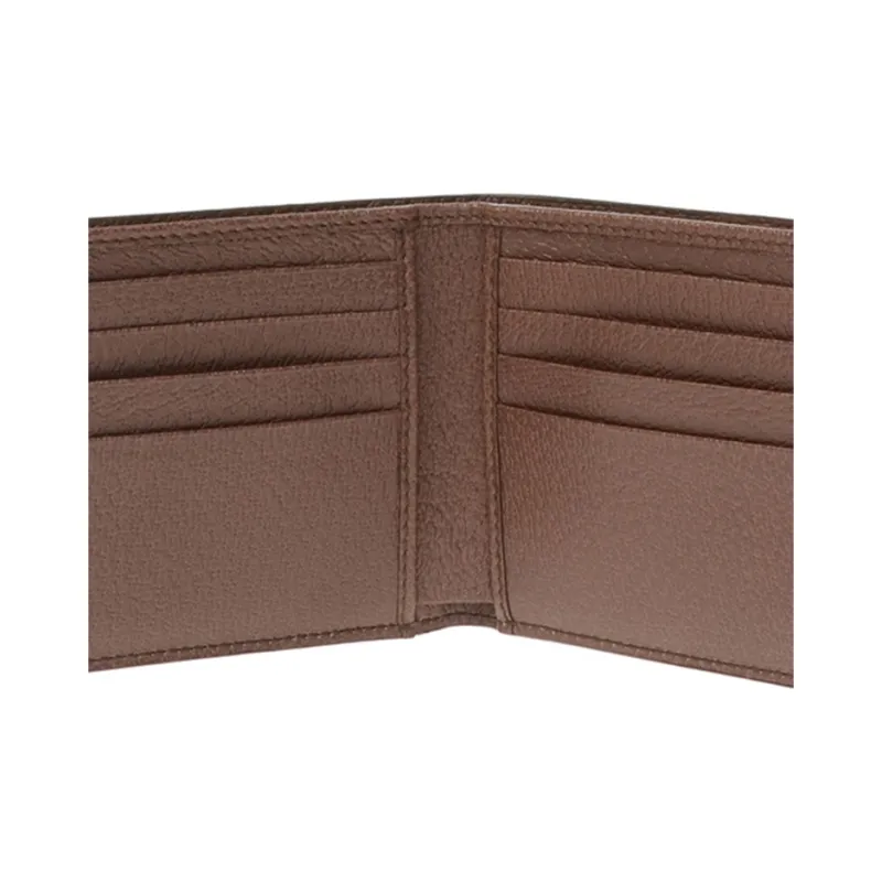 GUCCI Leather Card Holder Wallet Men's Brown-4