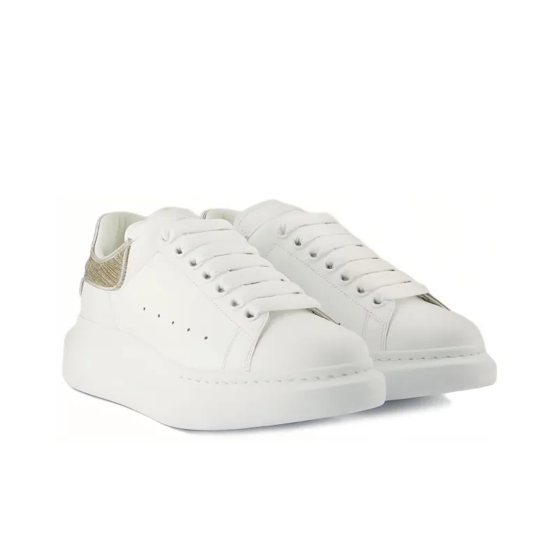 Alexander McQueen Oversized Sneaker Low Top Skateboard Shoes Women's White Gold-1