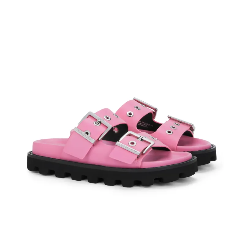 CHARLES&KEITH Slide Slippers Women's Black/White/Pink/Pink-11