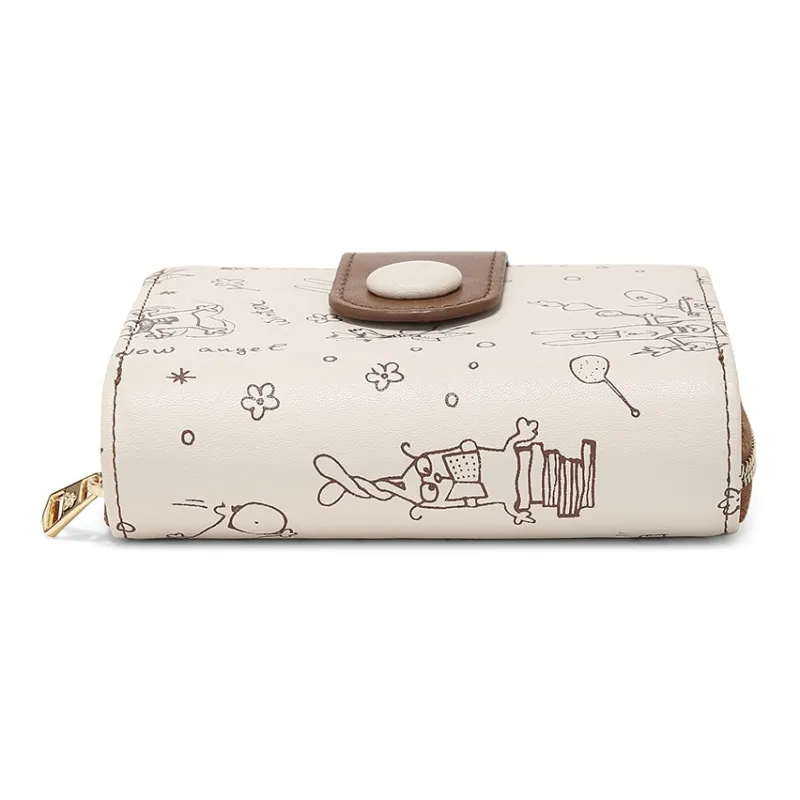 MEXICAN Cow Leather Wallet, Card Holder, Coin Purse Women's Brown/Light Green/Light Yellow-5