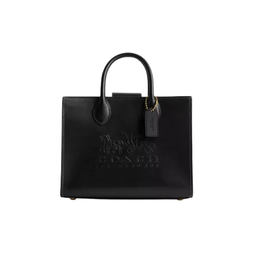 COACH Ace Calfskin Tote Bag Shopping Bag Shoulder Bag Crossbody Bag Handbag Medium Size Women's Black