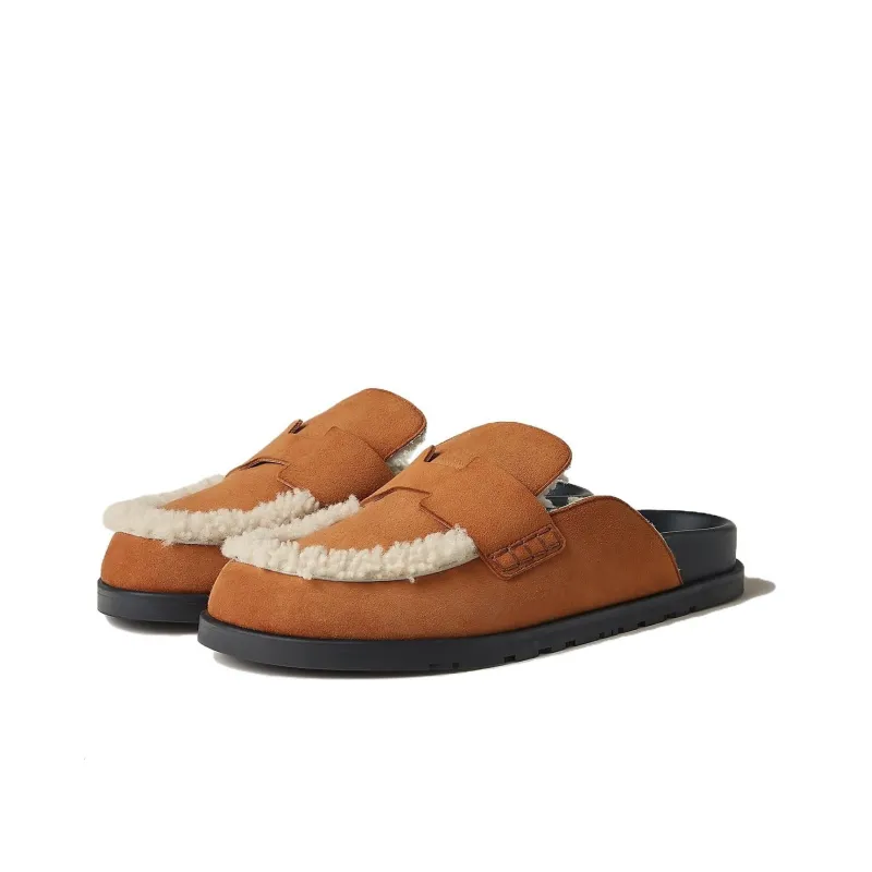 HERMES Wrap toe Slippers Men's Umber-2