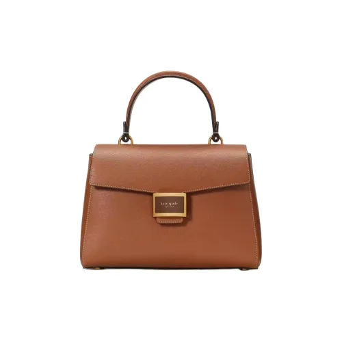 Kate Spade Katy Textured Leather Shoulder Bag Crossbody Bag Handbag Medium Size Women's Brown
