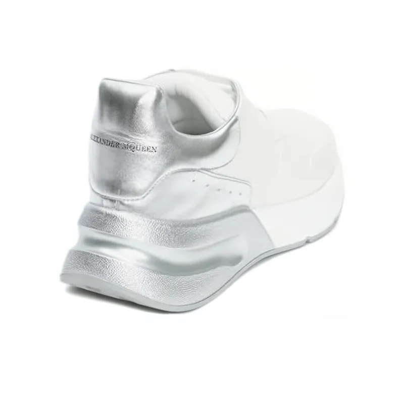 Alexander McQueen Oversized Cushioning Low Top Casual Shoes Men's White Silver-3
