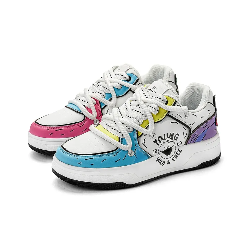 SESAME STREET Slip-Resistant Cushioning Wear-Resistant Breathable Height Increasing Low-Top Skateboard Shoes Unisex-1