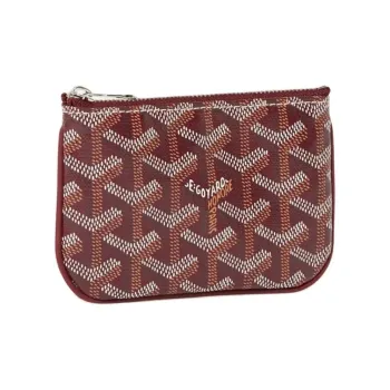GOYARD Canvas With Calfskin Key Pouch Nano Unisex Burgundy