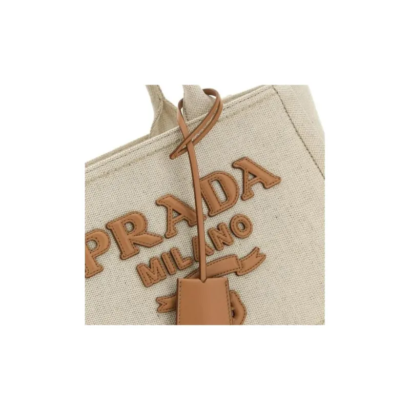 PRADA Fabric Tote Bag, Shopping Bag, Handbag Women's Sand-3