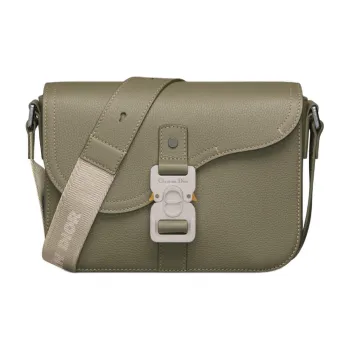 DIOR Grained Calfskin Saddle Messenger Bag Crossbody Bag Shoulder Bag Men's Khaki
