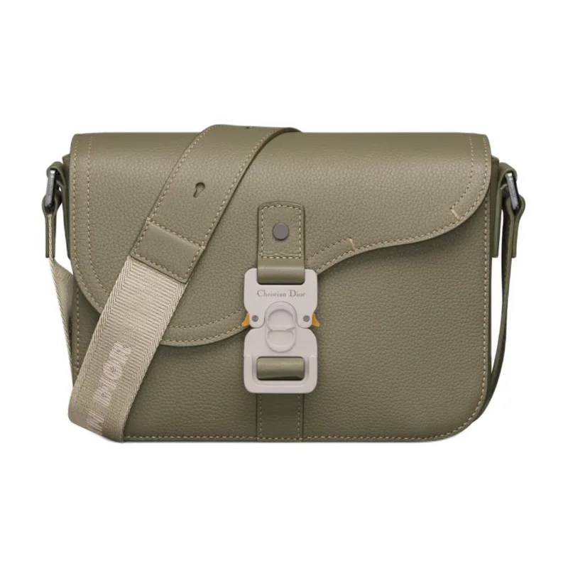 DIOR Grained Calfskin Saddle Messenger Bag Crossbody Bag Shoulder Bag Men's Khaki-0
