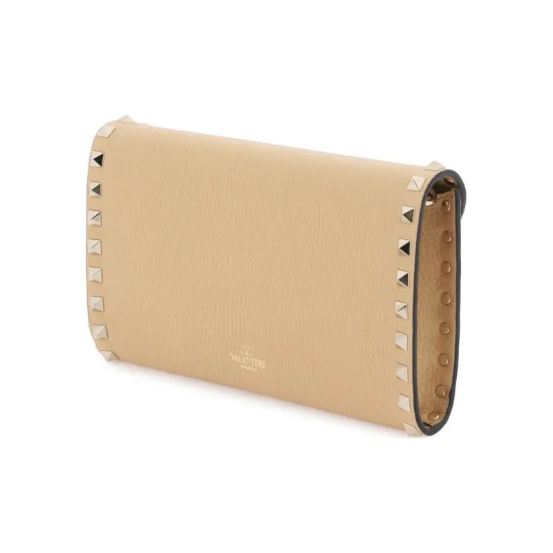 Valentino GARAVANIRockstud Calfskin Crossbody Bag, Shoulder Bag Women's Beige Brown-1