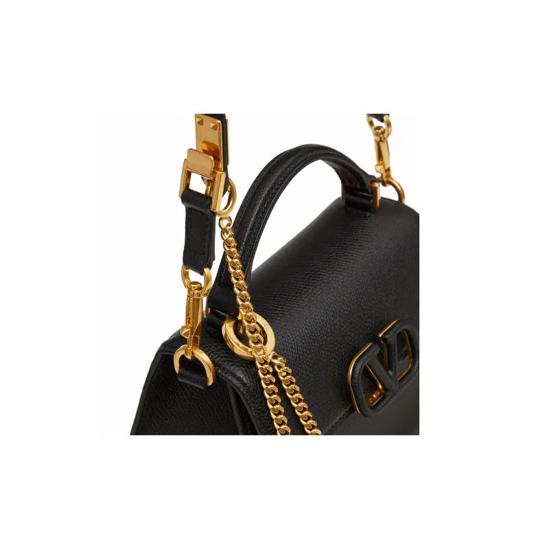 Valentino VSLING Grain Calfskin Shoulder Bag, Crossbody Bag, Handbag Mini Women's Black-4