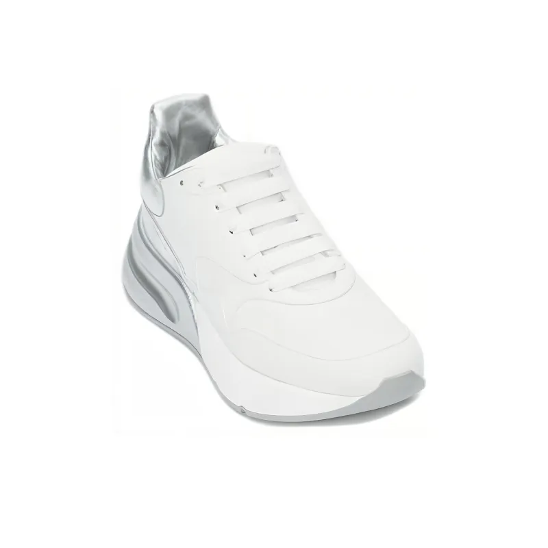 Alexander McQueen Oversized Cushioning Low Top Casual Shoes Men's White Silver-2