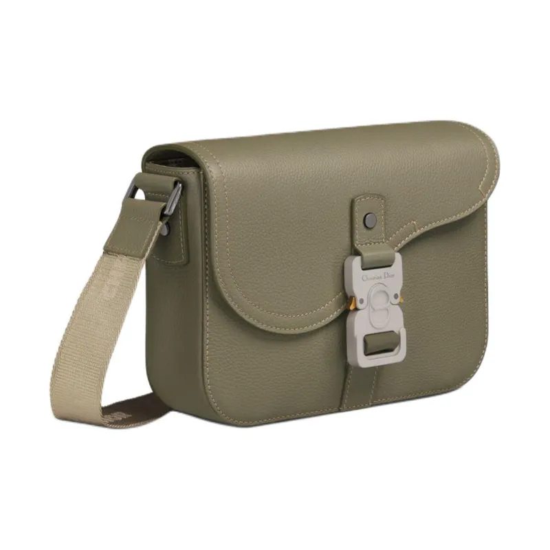 DIOR Grained Calfskin Saddle Messenger Bag Crossbody Bag Shoulder Bag Men's Khaki-2