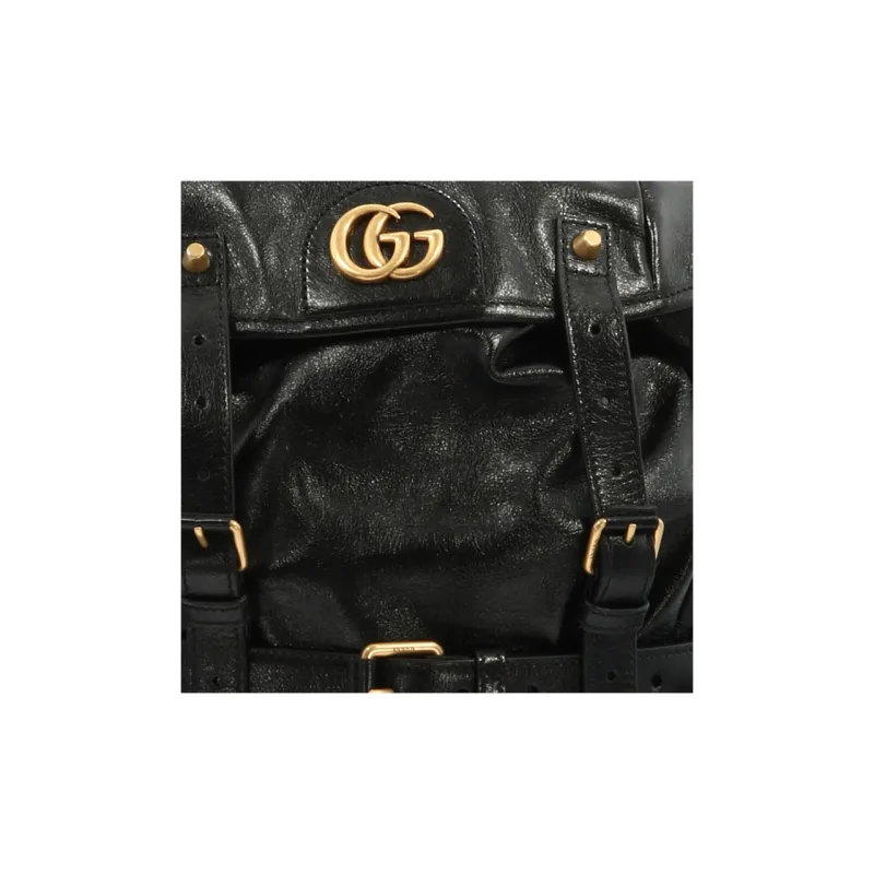 GUCCI Cow Leather Backpack Unisex Black-5