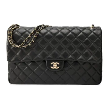 CHANEL Embossed Calfskin With Grains Airport Bag Handbag Shoulder Bag Crossbody Bag Extra Large Women's Black