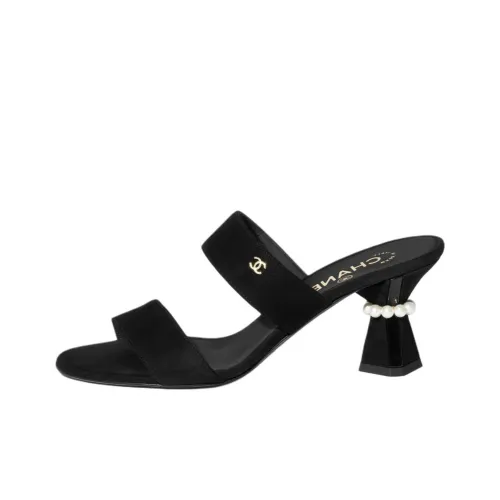 CHANEL Slide Slippers Women's Black