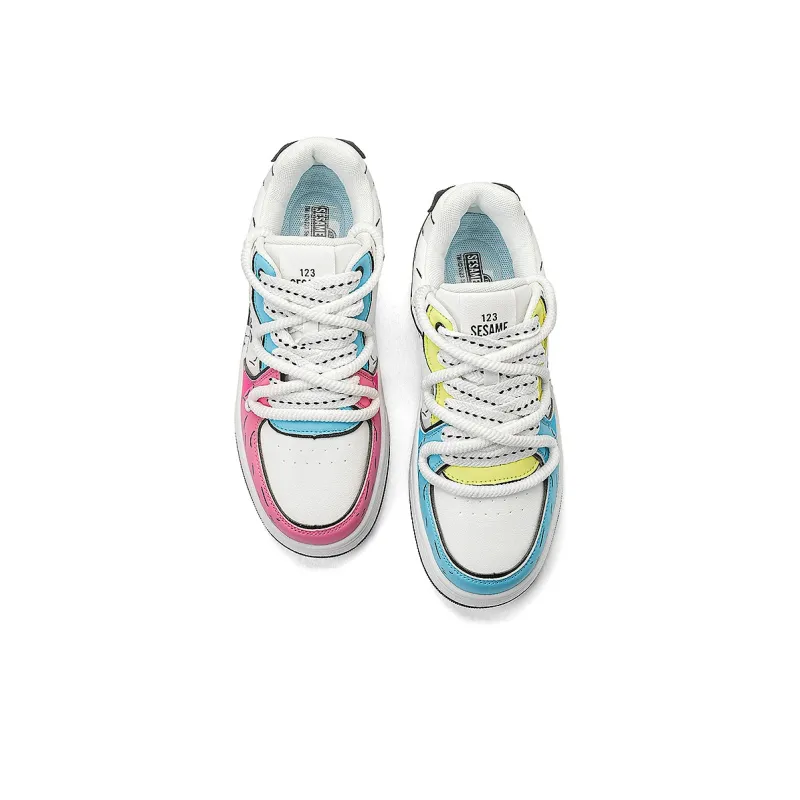 SESAME STREET Slip-Resistant Cushioning Wear-Resistant Breathable Height Increasing Low-Top Skateboard Shoes Unisex-4