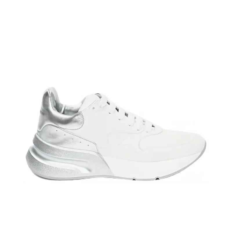Alexander McQueen Oversized Cushioning Low Top Casual Shoes Men's White Silver-1
