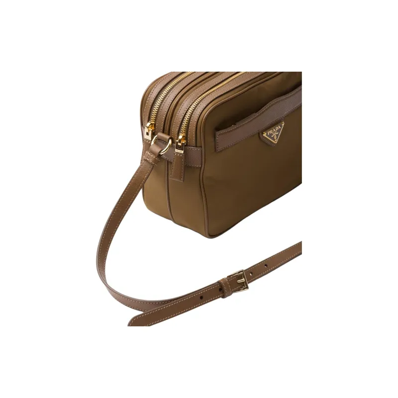 PRADA Re Edition Fabric With Leather Crossbody Bag Shoulder Bag Women's Cork Beige-4
