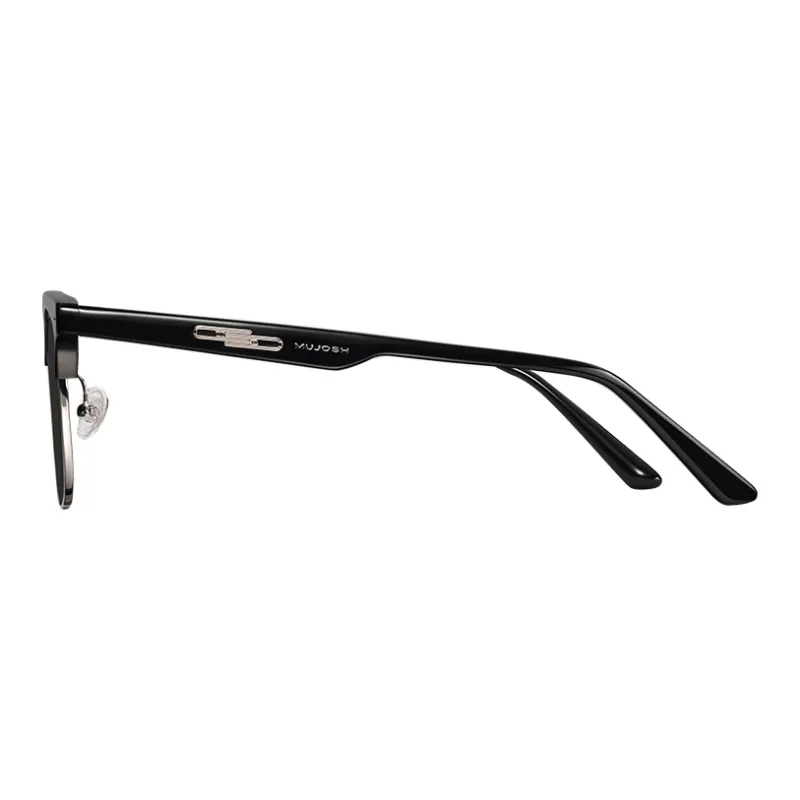 MUJOSH Astral Series Browline Half Rim Plate Sunglasses With UV400 UV Protection Unisex-3
