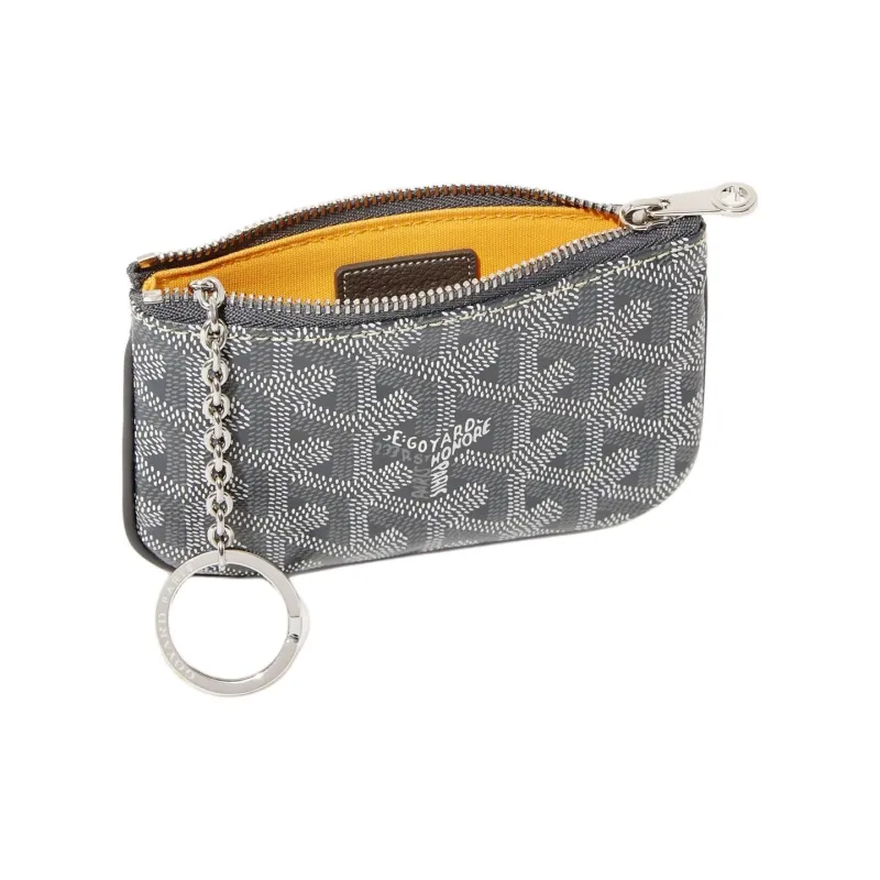 GOYARD Canvas With Calfskin Key Pouch Nano Unisex Gray-1